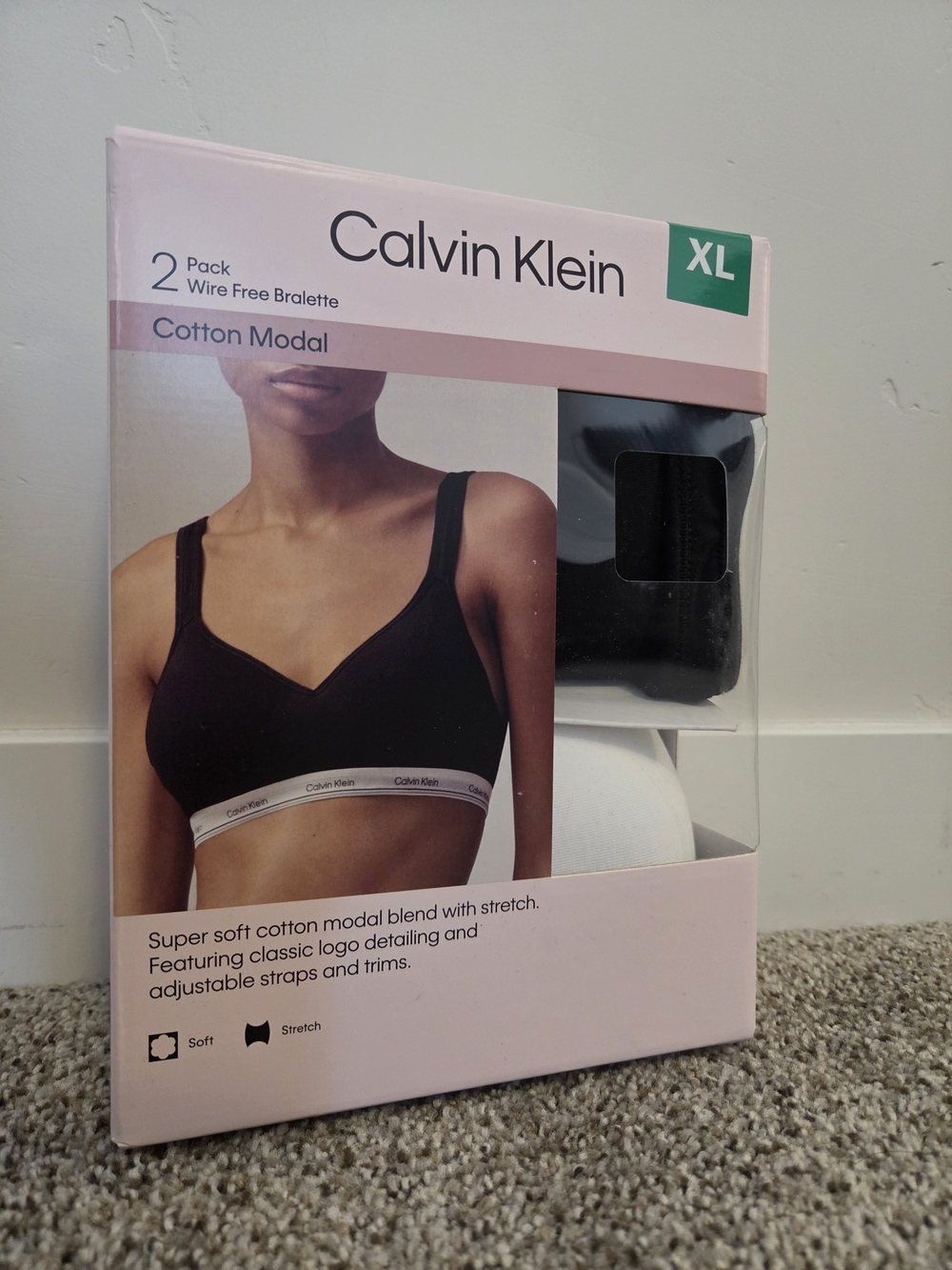 Calvin Klein Cotton Modal Wire Free Bralette 2-Pack - Black & White